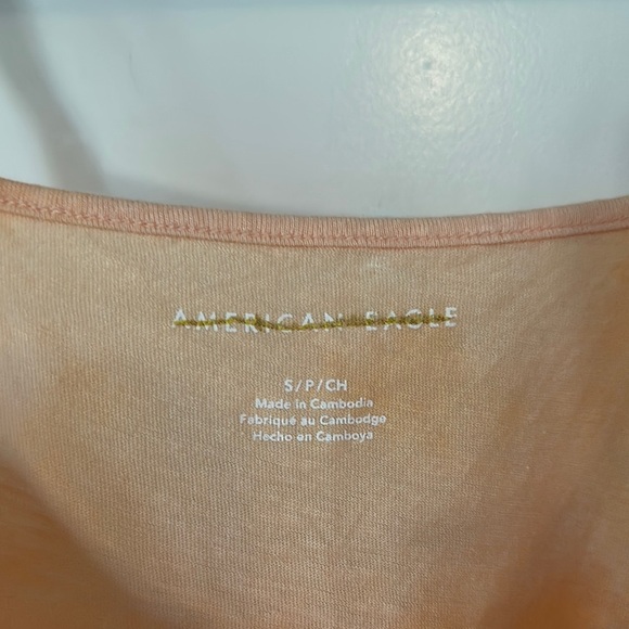 AMERICAN EAGLE | Peach Tie Dye Cropped Relaxed Cami Tank Top Ruffle Hem Peplum - Picture 6 of 15